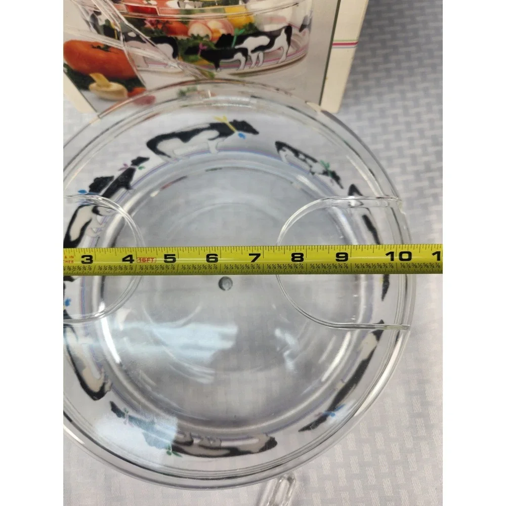 Cows Cows Cows! New Vintage 1987 Oneida Lucite Salad Bowl and Tongs Rare!